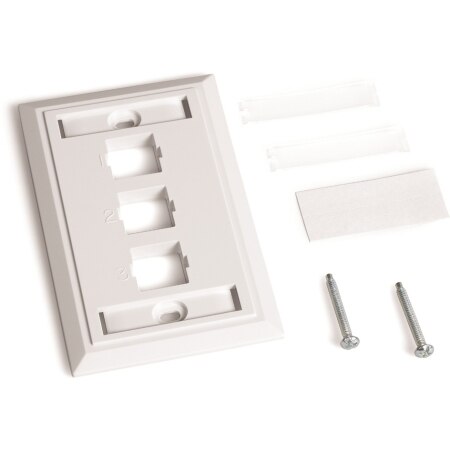 CommScope L Type Flush-Mounted Faceplate Three Port White 108168501