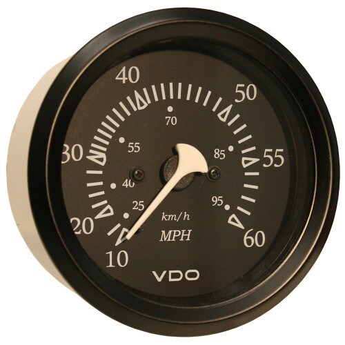 VDO Allentare Black 60MPH 3-38in Pitot Speedometer Black Bezel 260-11795