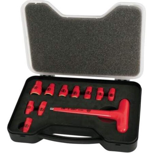 Wiha Insulated 14in Drive T-Handle Inch Sockets 11Piece 31394