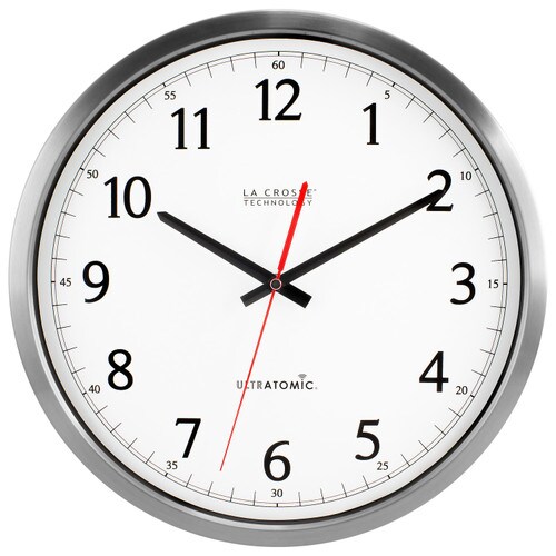 La Crosse 14inch Ultratomic Analog Wall Clock (4041235UASS) Solid