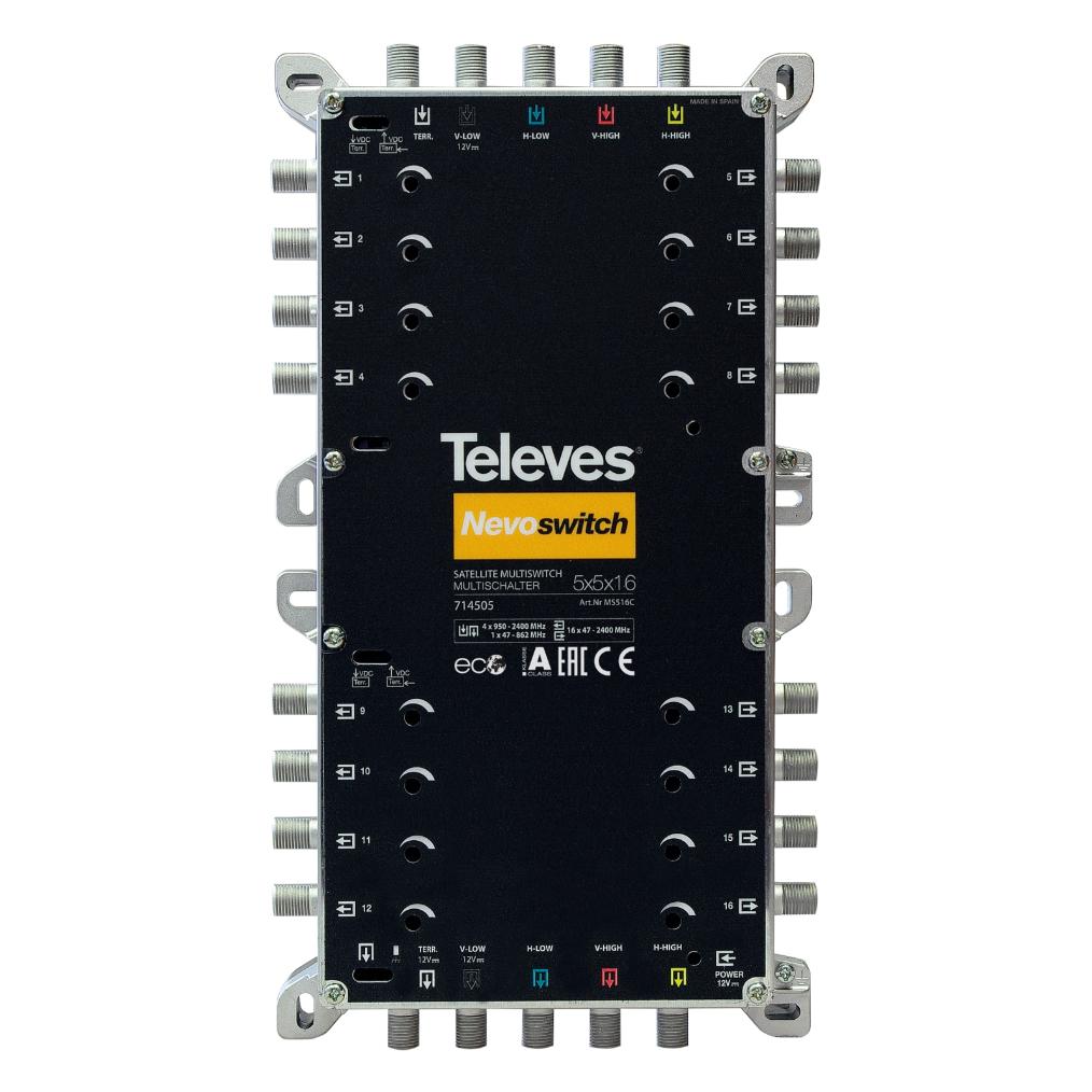 Televes 5x5x16 F Terminal Cascade Nevoswitch and Power Supply (714505 ...