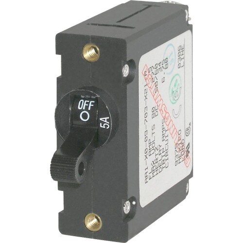 Blue Sea 5 Amp AC-DC Single Pole Magnetic World Circuit Breaker 7200