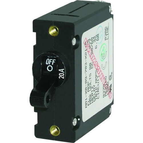 Blue Sea 20 Amp Single Pole Magnetic World Circuit Breaker Black 7212