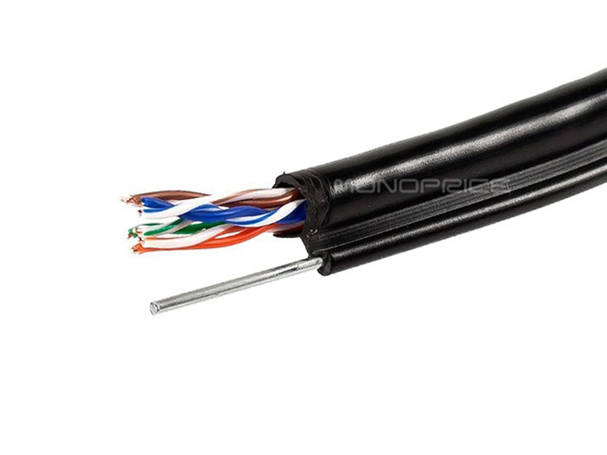 Tech Choice- 8111 1000ft 24 AWG Cat5e 350MHz UTP Solid Iron Riser Rated VW-1 Bulk Ethernet Bare Copper Cable Black 8111