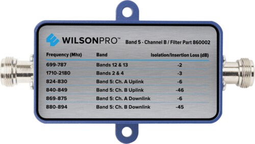 WilsonPro Band 5 Channel B Filter w F Connectors 860002