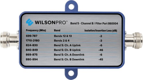 WilsonPro Band 5 Channel B Filter w N Connectors 860004