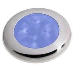 HELLA MARINE Hella Marine Slim Line LED Enhanced Brightness Round Courtesy Lamp - Blue LED - Stainless Steel Bezel - 12V - 980502221