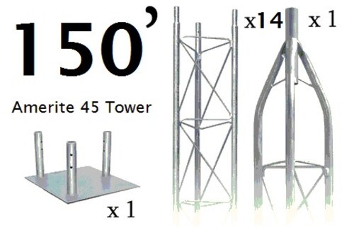 American Tower Amerite 45 Guyed Tower Kit 150ft 110mph AME45-15C