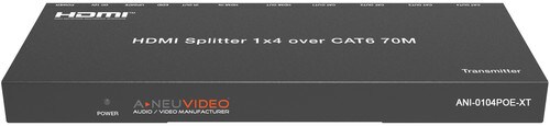A-NeuVideo HDMI POE 1x4 Splitter Over CAT6 Extender ANI-0104POE-XT