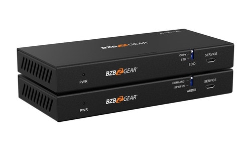 BZBGEAR 4K 18Gbps HDMI HDBaseT Extender w IRARCPoCRS-232 Audio EmbeddingDe-embedding up to 230ft