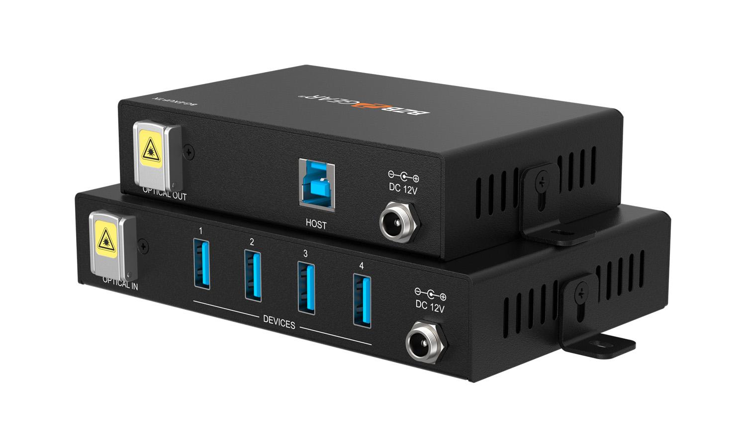 BZBGEAR 4-Port USB3.1/2.0/1.1 SuperSpeed Fiber Extender up to 1000ft ...