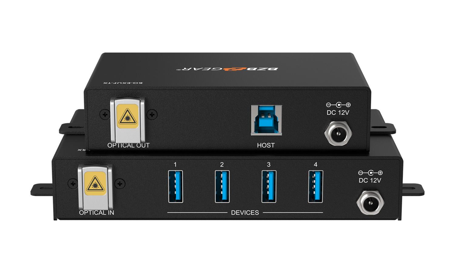 BZBGEAR 4-Port USB3.1/2.0/1.1 SuperSpeed Fiber Extender up to 1000ft ...