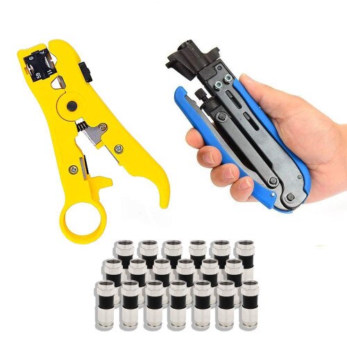 Tech Choice Coax Cable Kit with 20 Compression Connectors (CABLEKIT20