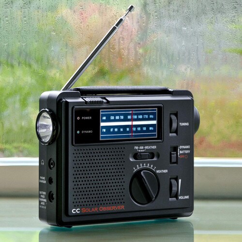 CCrane Observer Windup Solar Emergency Radio AMFM LED Flashlight COBS