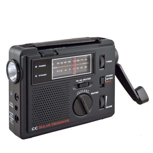 CCrane Observer Windup Solar Emergency Radio AMFM LED Flashlight COBS