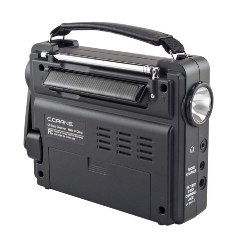 CCrane Observer Windup Solar Emergency Radio AMFM LED Flashlight COBS
