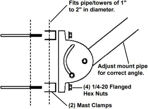 Winegard 22-Inch J-Mount for Outdoor TV Antennas Grey DS-2000
