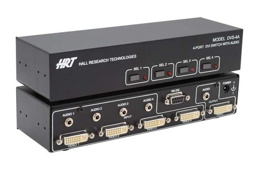 Hall Research 4-Port DVI Switch With Audio-Serial Control DVS-4A
