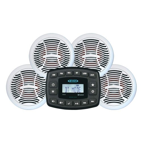 Jensen Marine Entertainment System AMFM Bluetooth Speakers AUX Input JMS4SPKG