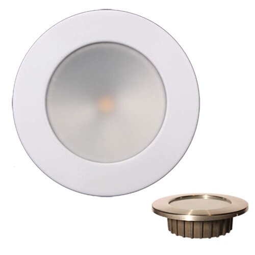 LUNASEA LIGHTING Lunasea ldquoZERO EMIrdquo Recessed 35rdquo LED Light - Warm White Blue wWhite Stainless Steel Bezel - 12VDC - LLB-46WB-0A-WH