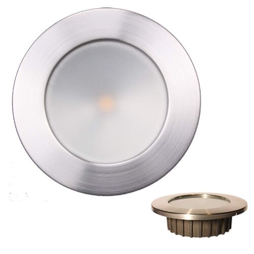 LUNASEA LIGHTING Lunasea ldquoZERO EMIrdquo Recessed 35rdquo LED Light - Warm White Red wBrushed Stainless Steel Bezel - 12VDC - LLB-46WR-0A-BN