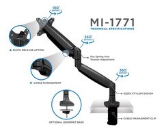 Mount-It Heavy Duty Full Motion Single Monitor Desk Mount 13-27in Screens MI-1771B