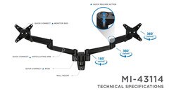 Mount-It Articulating Dual Monitor Wall Mount Black 15-24in Screens MI-31114-BLK