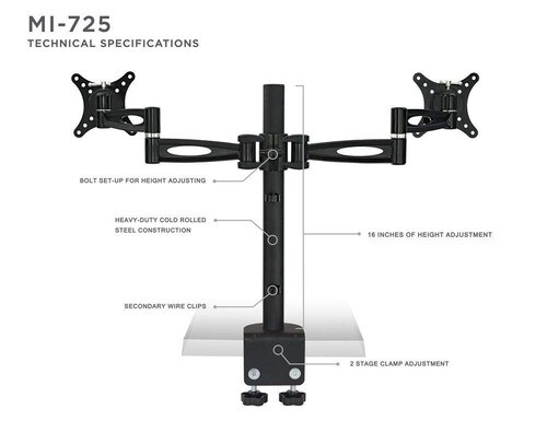 Mount-It Articulating Dual Monitor Desk Mount MI-725