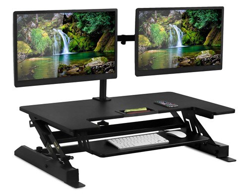 Mount-It Sit Stand Desk Converter with Dual Monitor Mount MI-7934