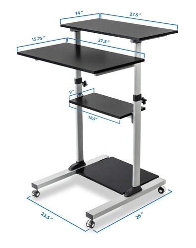 Mount-It Height Adjustable Rolling Stand-Up Desk MI-7940