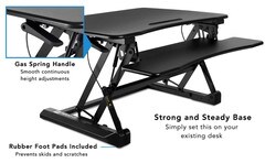 Mount-It Stand-Up Sit-Down Desk with Keyboard Tray Black MI-7955