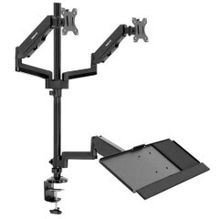 Mount-It Dual Monitor Sit-Stand Desk Mount with Keyboard Tray MI-7996