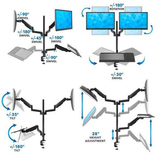 Mount-It Dual Monitor Sit-Stand Desk Mount with Keyboard Tray MI-7996
