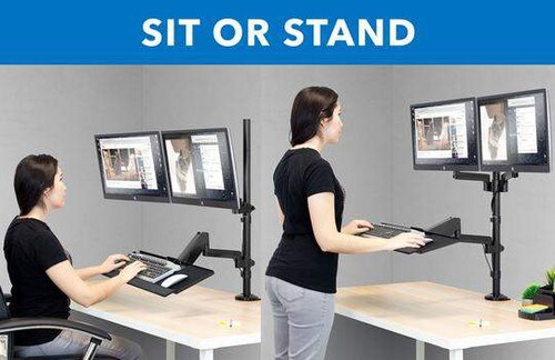 Mount-It Dual Monitor Sit-Stand Desk Mount with Keyboard Tray MI-7996