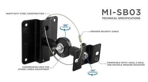 Mount-It Heavy Duty Universal Speaker Mounts Two Sets MI-SB03X2