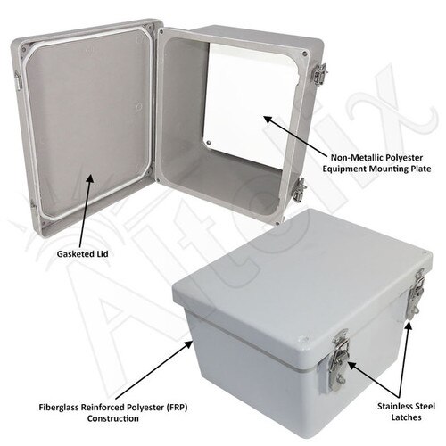 Altelix 10x8x6 NEMA 4X Fiberglass Indoor Outdoor RF Transparent WiFi Access Point Enclosure with Non-Metallic Equipment Mounting Plate