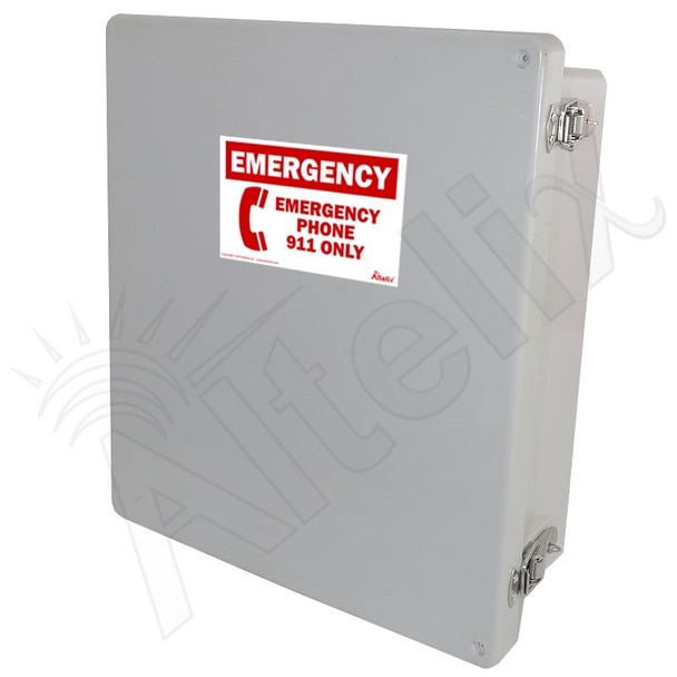 Altelix 14x12x6 Fiberglass Outdoor Weatherproof NEMA 4X Phone Call Box with Emergency Phone Label
