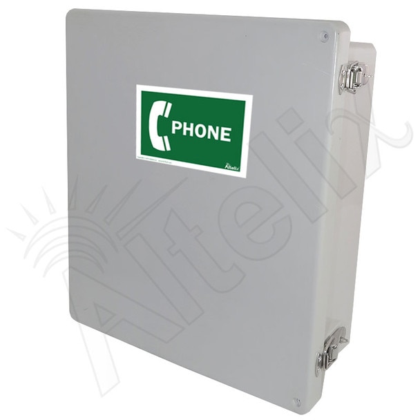 Altelix 14x12x6 Fiberglass Outdoor Weatherproof NEMA 4X Phone Call Box with Service Phone Label