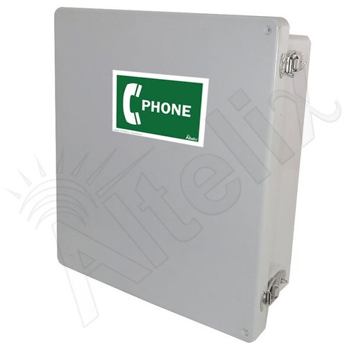 Altelix 14x12x6 Fiberglass Outdoor Weatherproof NEMA 4X Phone Call Box with Service Phone Label