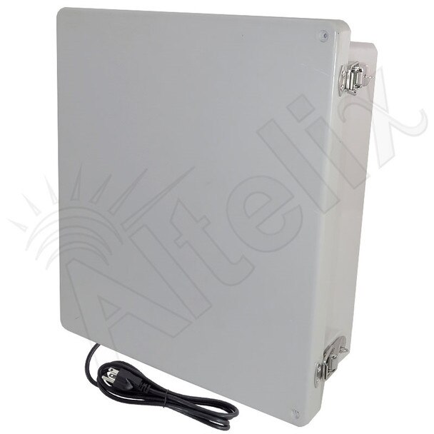 Altelix 14x12x6 Fiberglass Weatherproof Heated NEMA Enclosure with 200W Heater 120 VAC Outlets Power Cord