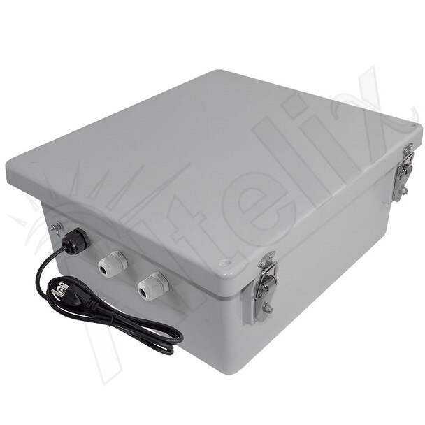 Altelix 14x12x6 Fiberglass Weatherproof Heated NEMA Enclosure with 200W Heater 120 VAC Outlets Power Cord