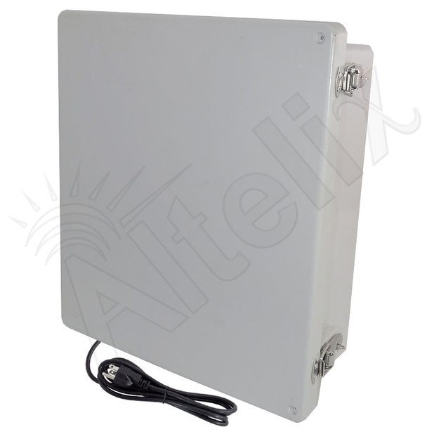 Altelix 14x12x6 Fiberglass Weatherproof WiFi NEMA 4X Enclosure with Non-Metallic Mounting Plate 120 VAC Outlets Power Cord