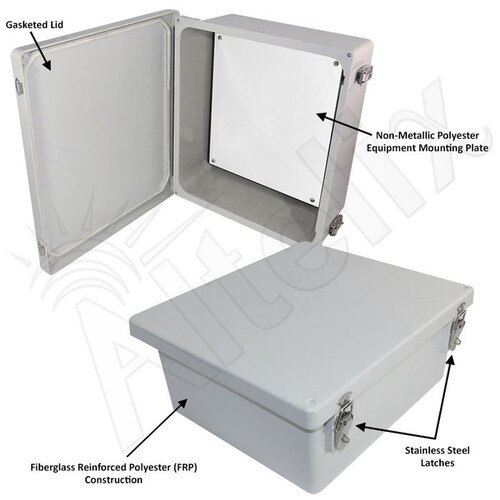 Altelix 14x12x6 NEMA 4X Fiberglass Weatherproof RF Transparent Wireless Enclosure with Non-Metallic Equipment Mounting Plate