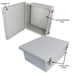 Altelix 14x12x6 Fiberglass Weatherproof 4X Enclosure with Mounting Plate NF141206P