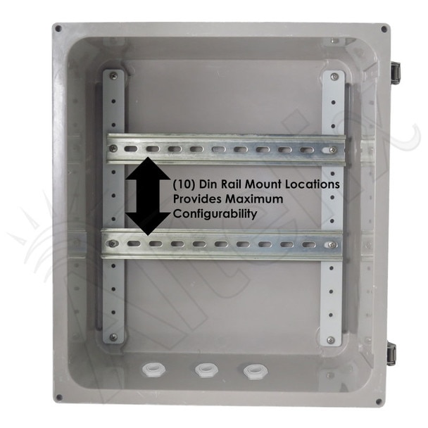Altelix 14x12x6 Vented Industrial DIN Rail Fiberglass Enclosure Fiberglass
