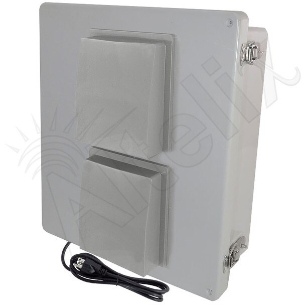 Altelix 14x12x6 Fiberglass Weatherproof Vented NEMA Enclosure with 120 VAC Outlets Power Cord Cooling Fan with Digital Temperature Controller