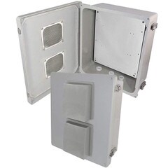 Altelix 14x12x6 Fiberglass Vented Weatherproof Enclosure with Aluminum Mounting Plate NF141206VP