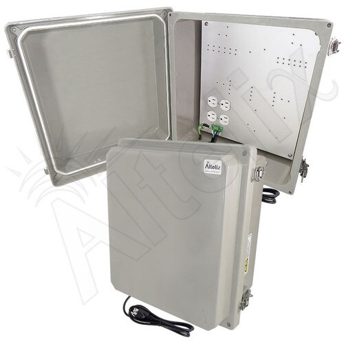 Altelix 14x12x8 Fiberglass Weatherproof NEMA Enclosure with Aluminum Mounting Plate 120V Outlets Power Cord
