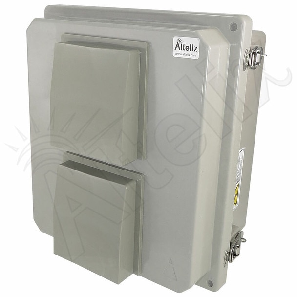 Altelix 14x12x8 Fiberglass Weatherproof Vented NEMA Enclosure with 120 VAC Outlets and Cooling Fan with Digital Temperature Controller
