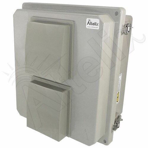 Altelix 14x12x8 Fiberglass Weatherproof Vented NEMA Enclosure with 120 VAC Outlets and Cooling Fan with Digital Temperature Controller
